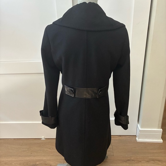 Badgley Mischka Black Trench Coat, wool blend - Picture 2 of 6